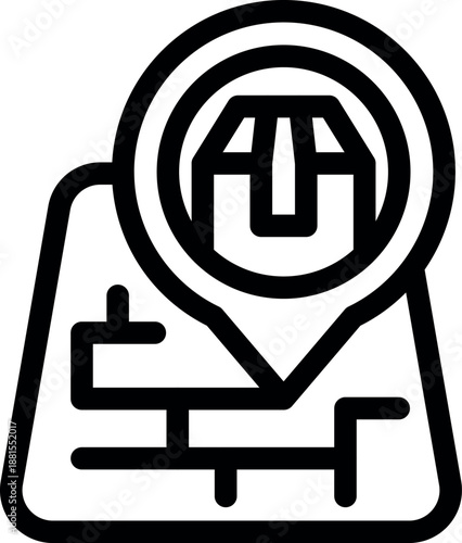 Parcel tracking pinpointing box position on digital road map for delivery service logistics