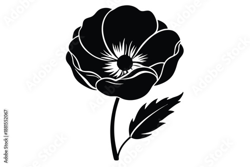 poppy silhouette line art vector illustration