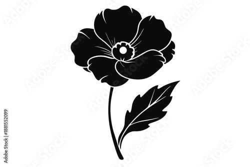 poppy silhouette line art vector illustration