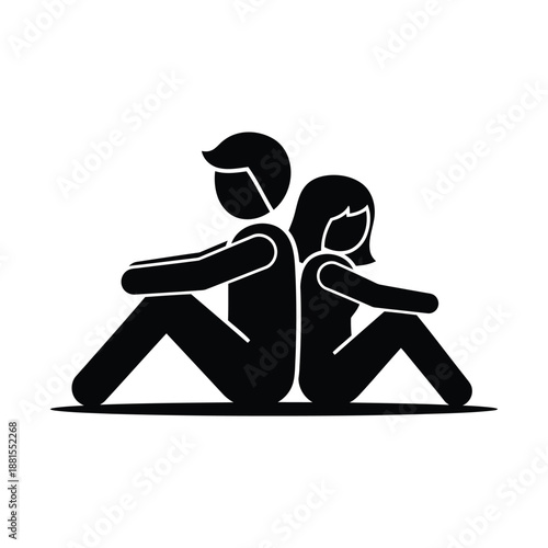 Couple sitting back to back representing distance and conflict
