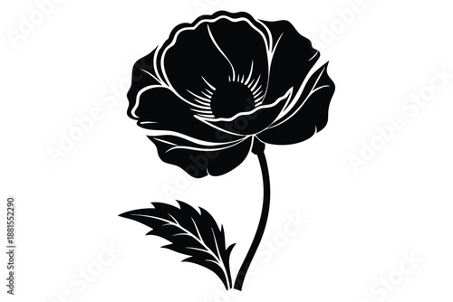 poppy silhouette line art vector illustration