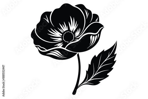 poppy silhouette line art vector illustration
