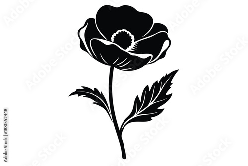 poppy silhouette line art vector illustration