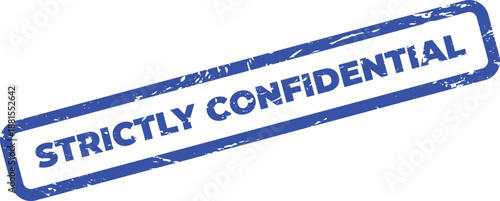 Strictly confidential blue stamp on white background