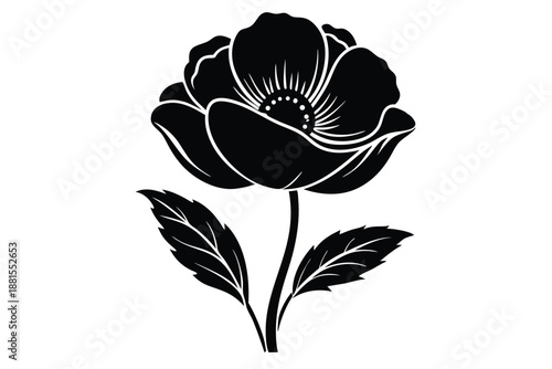 poppy silhouette line art vector illustration