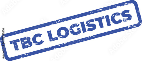 TBC Logistics blue rubber stamp on white background
