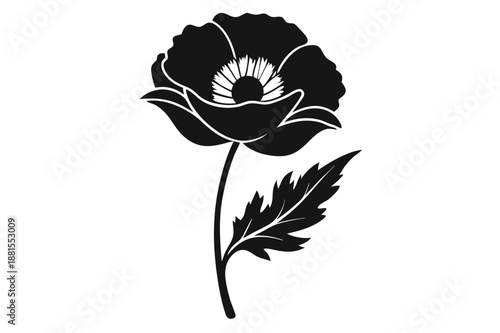 poppy silhouette line art vector illustration