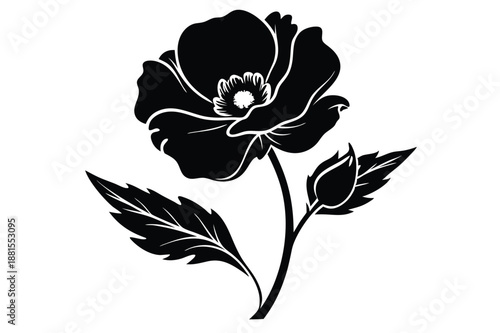 poppy silhouette line art vector illustration