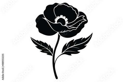 poppy silhouette line art vector illustration
