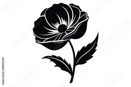 poppy silhouette line art vector illustration