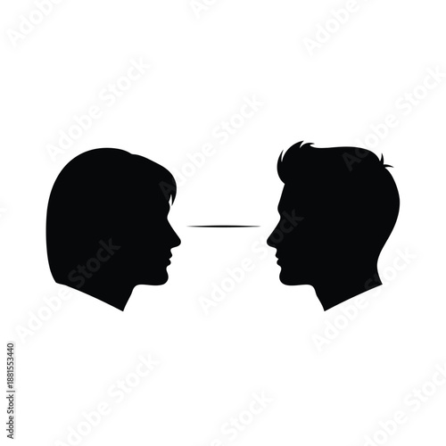 Profile Silhouette of a Couple Making Eye Contact