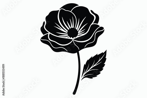 poppy silhouette line art vector illustration