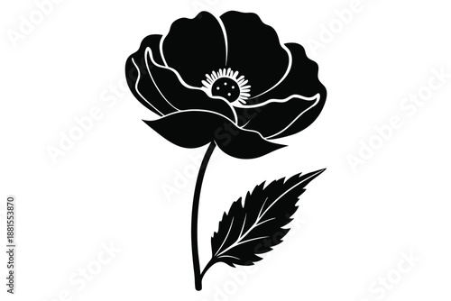 poppy silhouette line art vector illustration