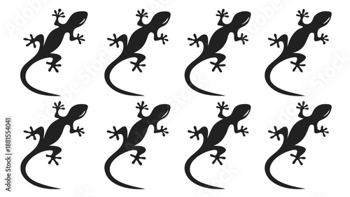 a group of lizards in various poses silhouette high quality professional detailed modern elegant stylish clean