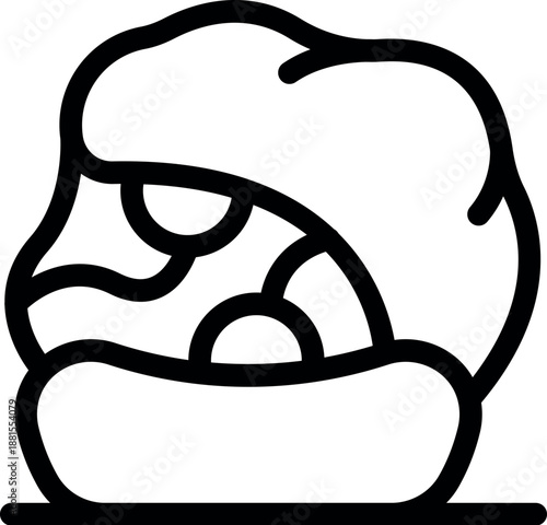 Hand drawn vector illustration of a poisonous mushroom, featuring a wavy cap and a bulbous stipe