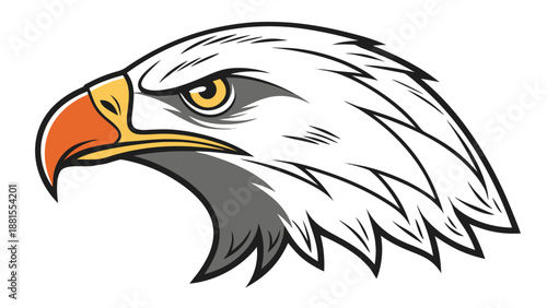 Detailed illustration of an eagle head with sharp features and a focused gaze a striking silhouette