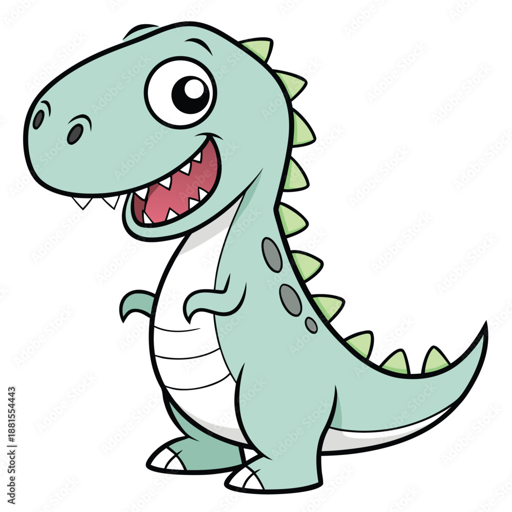 Fototapeta premium Charming cartoon dinosaur with a friendly expression and playful stance a delightful silhouette high quality professional