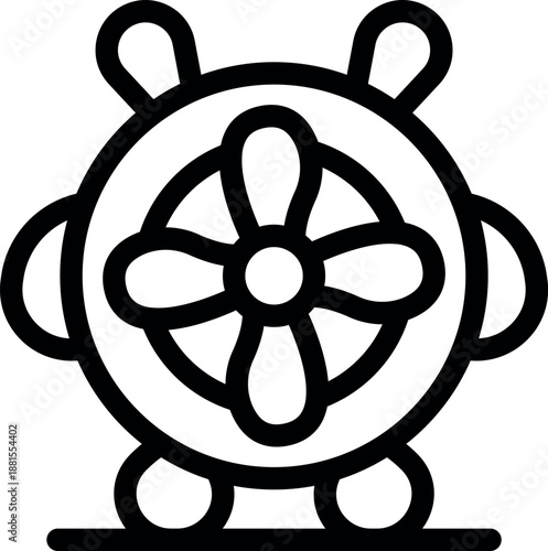 Simple yet elegant line art design of a ship's steering wheel, symbolizing navigation, control, and maritime adventures