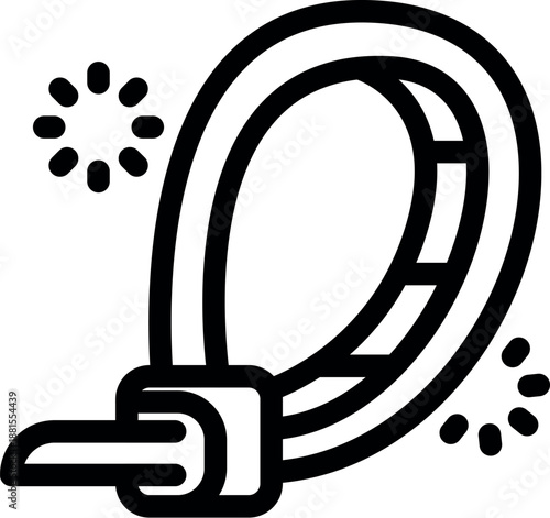 Zip tie fastening tool securing something, with light effect, symbolizing a reliable and efficient fastening solution