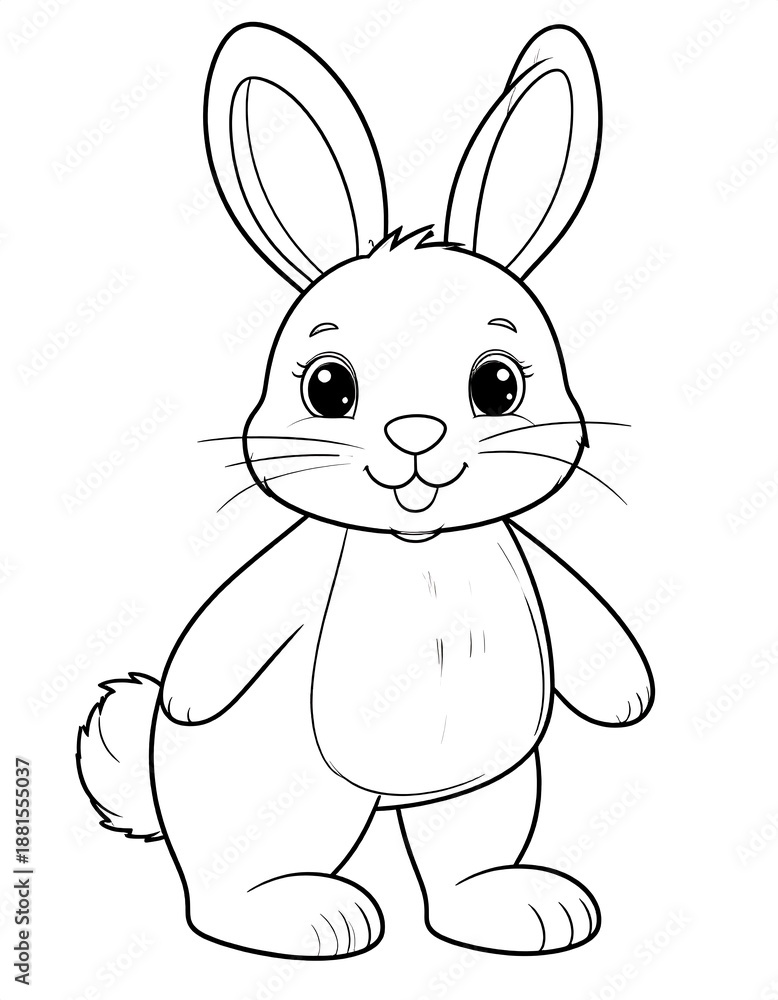 Fototapeta premium A cute cartoon rabbit with big ears and a fluffy tail