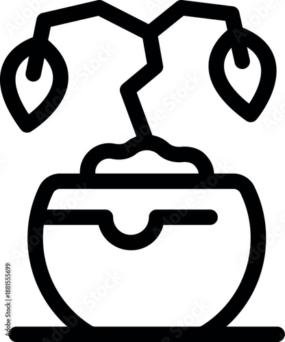 Small potted plant withering, depicting environmental problems and the need for conservation