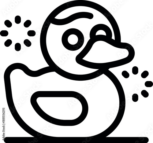 Rubber duck floating serenely, creating sparkling ripples in the water, perfect for bath time or playtime