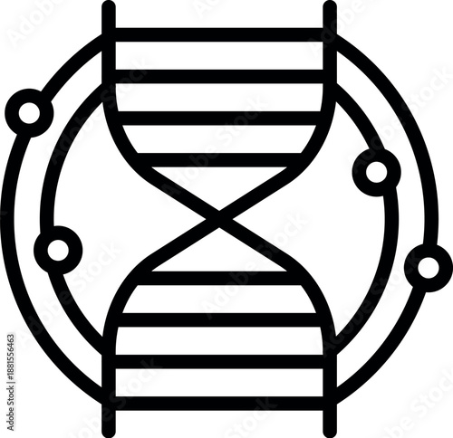 Dna double helix inside a circular structure with connected molecules, symbolizing genetic research and modification