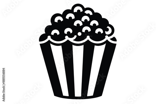 popcorn silhouette line art vector illustration