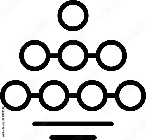 Interconnected circles forming a hierarchical network, symbolizing organizational structure, teamwork, and connection