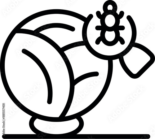 Cabbage with parasite under magnifying glass, representing pest control, treatment, and agricultural challenges