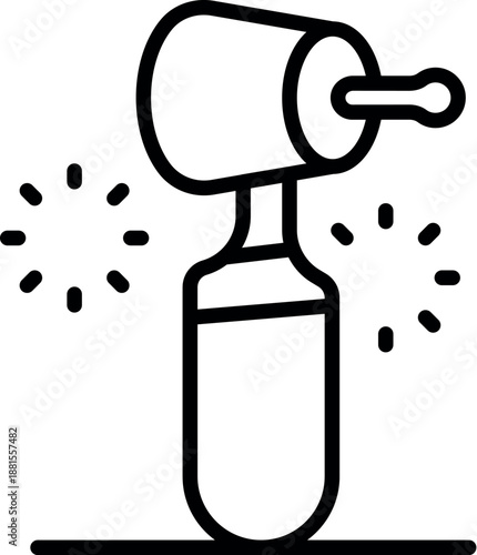 Electric dental drill emitting light during teeth operation in dentistry clinic