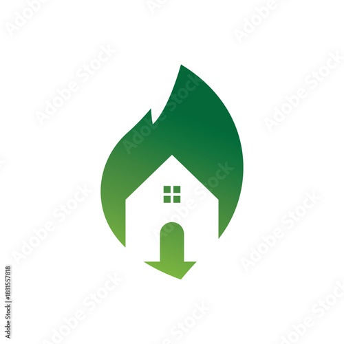  Simple House Leaf Logo Design Template