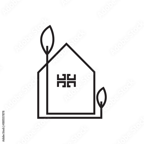  Simple House Leaf Logo Design Template