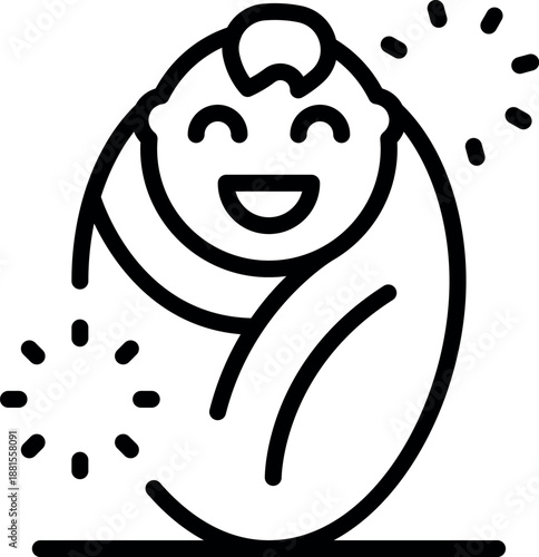 Swaddled newborn baby smiling, enjoying first days of life, celebrating new beginnings, childhood, and parenthood