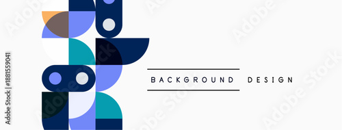 Abstract geometric shapes overlap, creating modern visual pattern. Light background enhances color contrast, simple design.