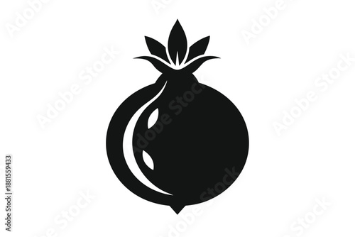 pomegranate silhouette line art vector illustration