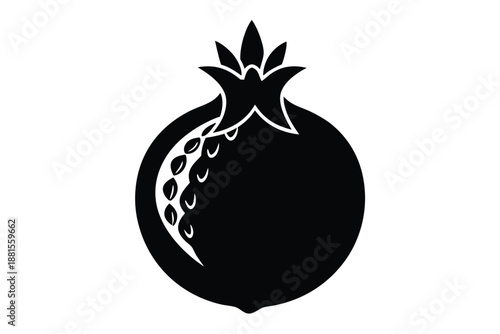 pomegranate silhouette line art vector illustration