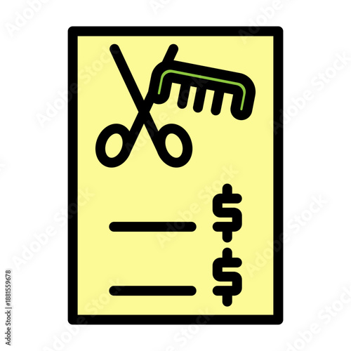 Barber Price List Vector Filled Icon Design