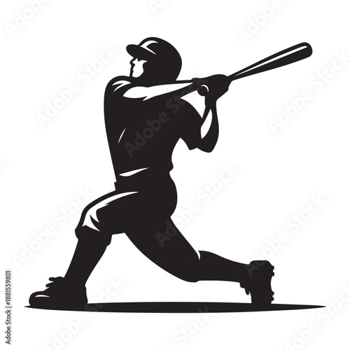 baseball batter vector silhouette clip art logo design illustration 