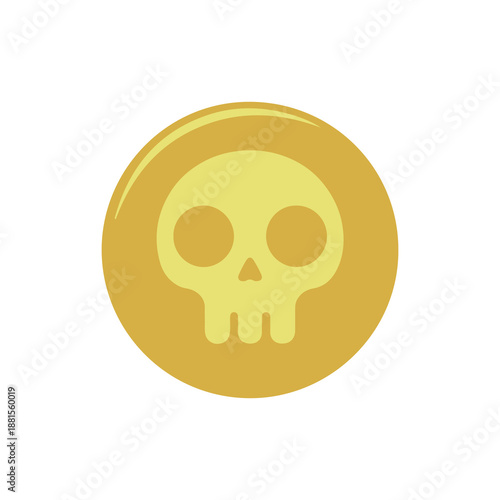 Golden coin illustration with skull symbol for concepts of money danger and pirate themes