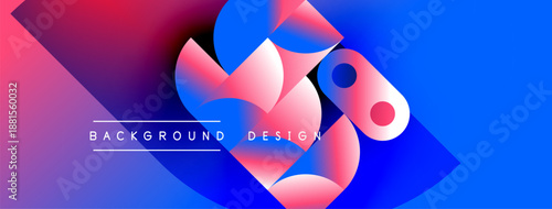 Abstract fluid shapes, vibrant colors, modern design. Gradient background creates dynamic visual effect. Text reads background design.