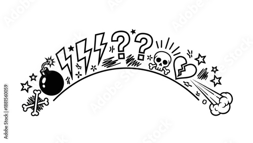 Cartoon Comic Style Symbols of Rage, Frustration, and Negative Emotions Arc