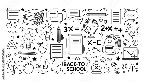 Back to School Doodle Vector Illustration with Educational Symbols and Supplies