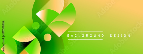 Abstract green, yellow gradient. Dynamic shapes overlap creating modern visual effect. Simple background design for presentations.