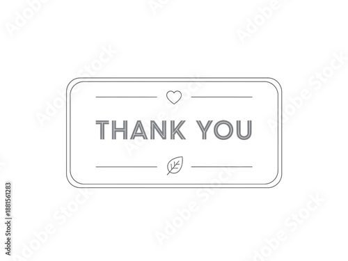 Simple and Elegant Thank You Message with Heart and Leaf Icon
