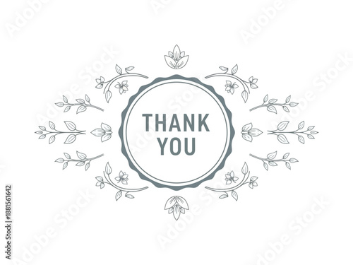 Elegant floral emblem with 'Thank You' text, perfect for appreciation and gratitude