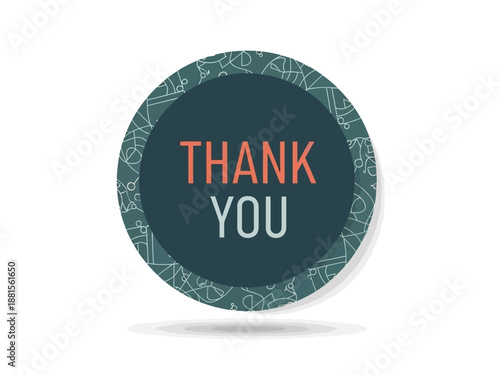 Thank You graphic in a circle with patterned background and modern font