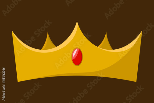 Cartoon Golden Crown Illustration with Jewel