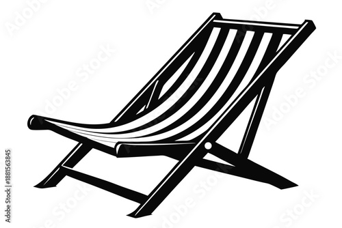 beach chair silhouette line art vector illustration