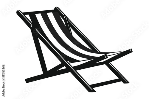 beach chair silhouette line art vector illustration